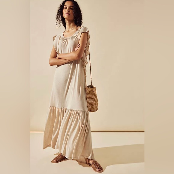 Free People Dresses & Skirts - Free People Beach Terrazzo Maxi Dress In Wheat Resort Wear Size S Beach Summer